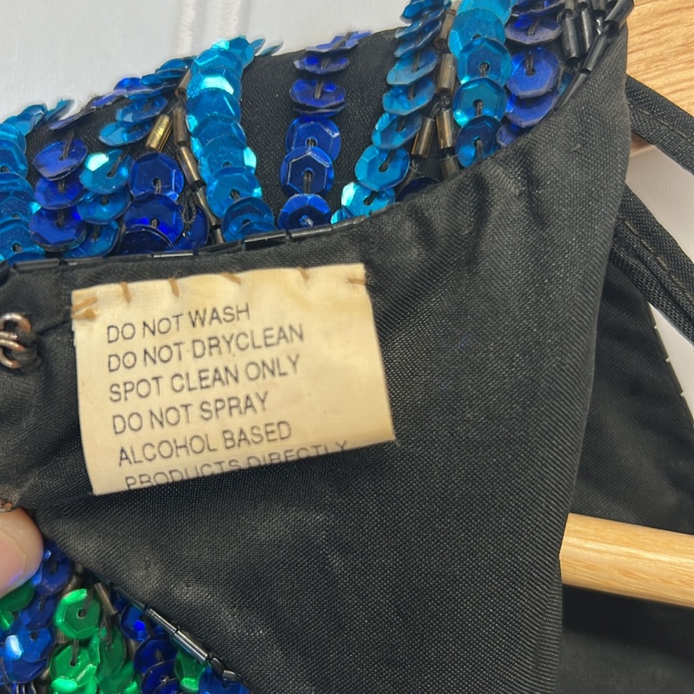 Vintage Stenay 100%‎ Silk Beaded And Sequined Cocktail Dress Keyhole Back Sz 8 - Picture 10 of 10